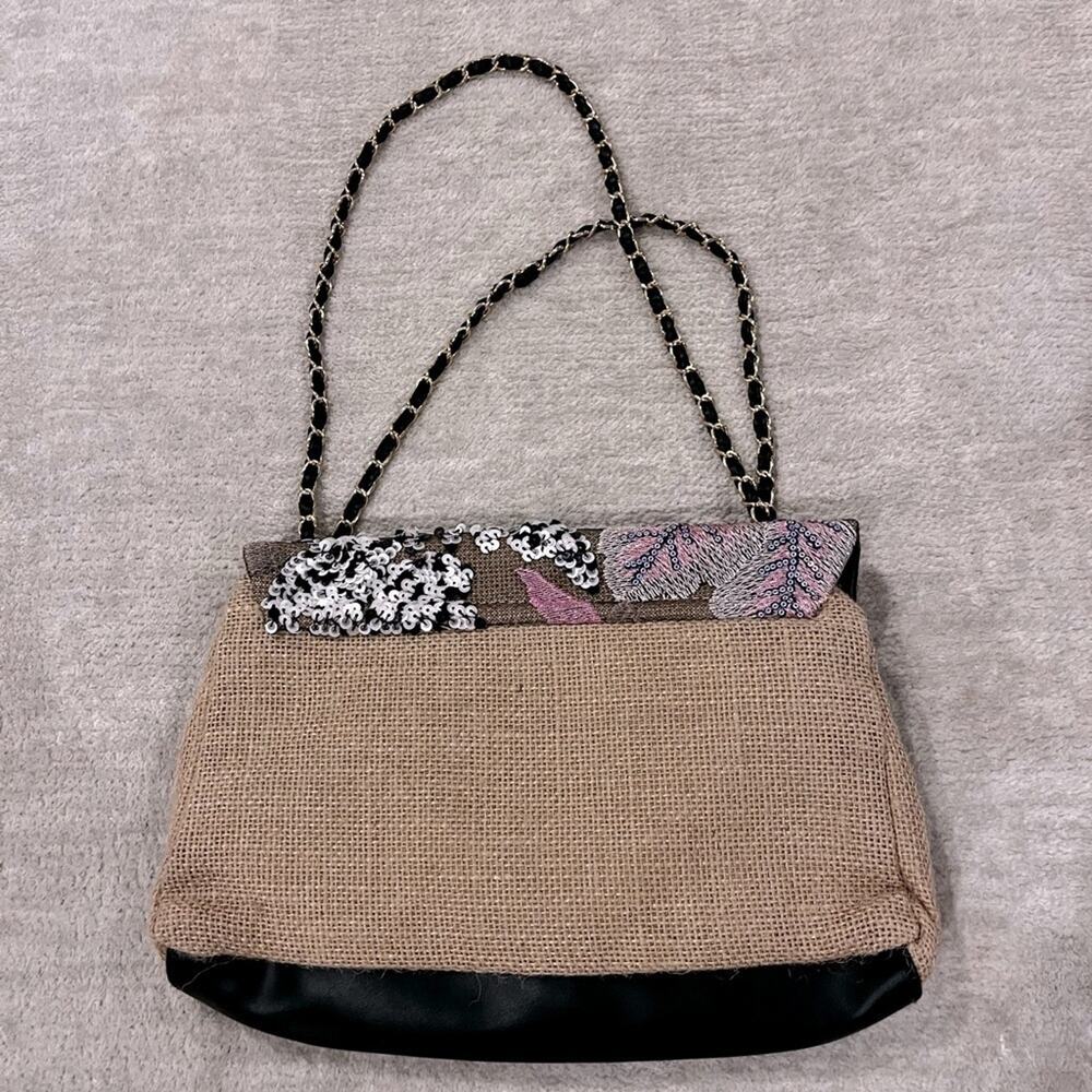 Tote Bag for Women, Beach Bag, Handmade Sequin Embroidery Straw Bag Bohemian - Picture 2 of 4